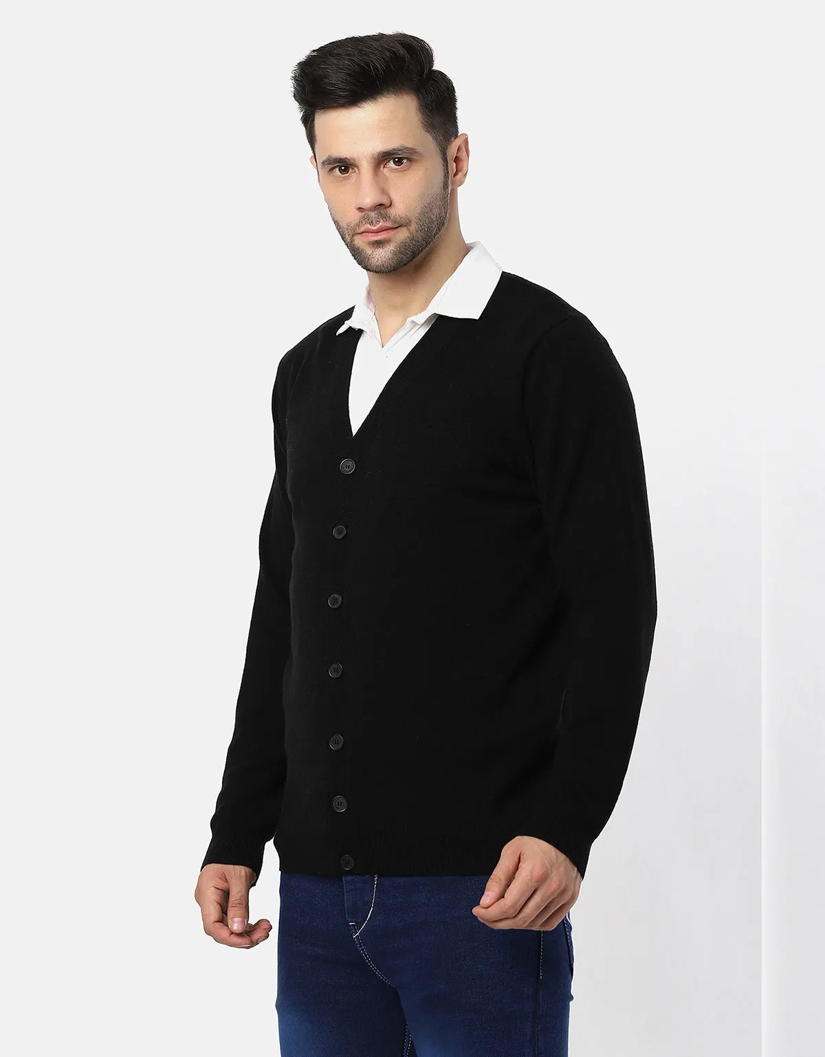 Knitted V-Neck Gents Pullover With Front Buttons