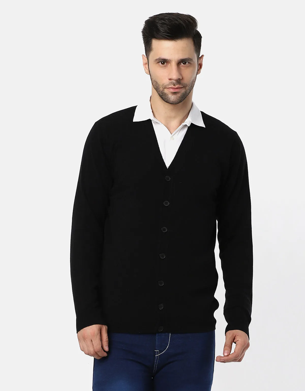 Knitted V-Neck Gents Pullover With Front Buttons