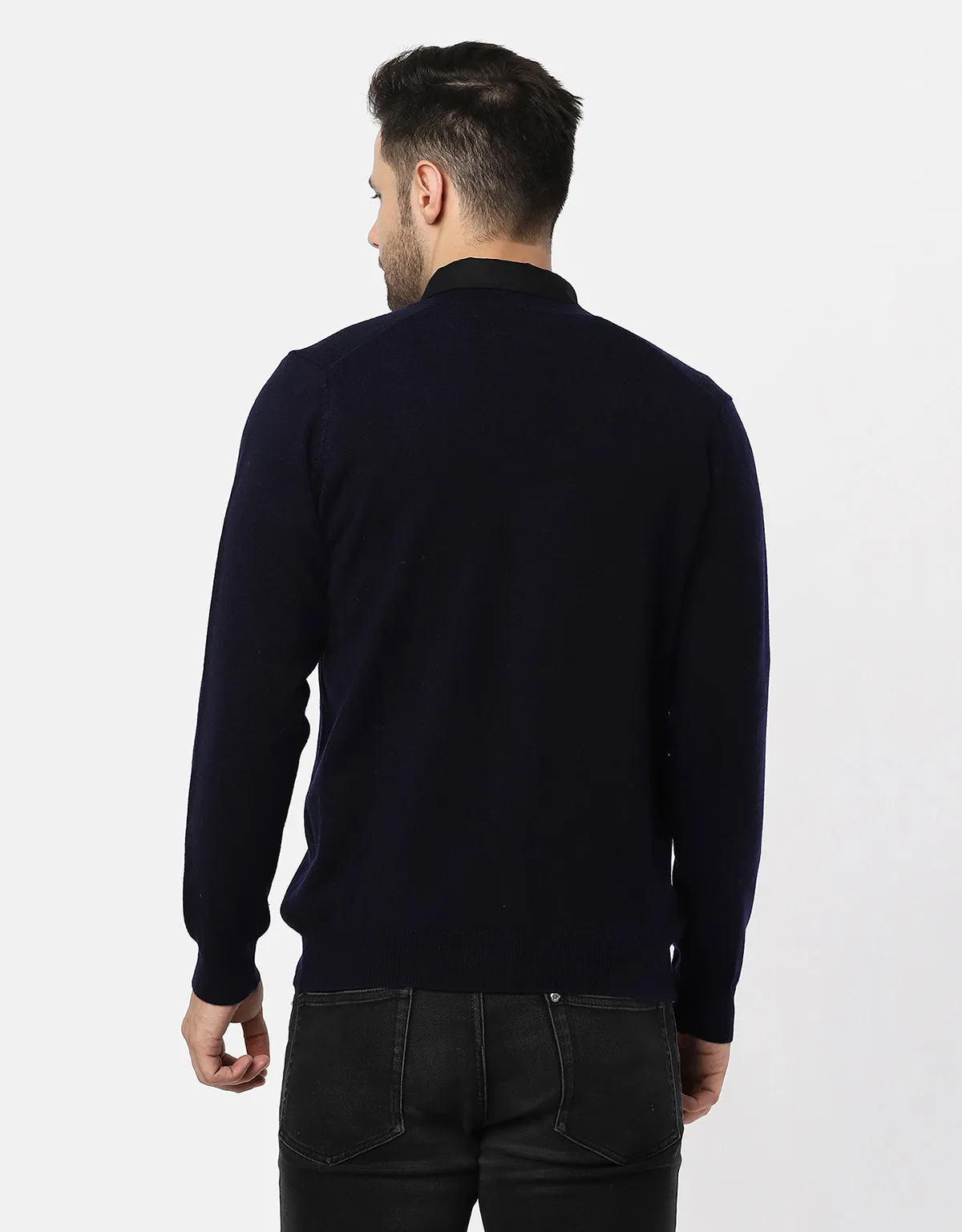 Knitted V-Neck Gents Pullover With Front Buttons