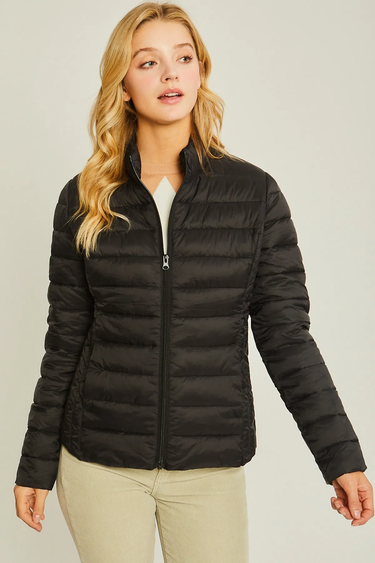 Lightweight Puffer Zip Up Jacket