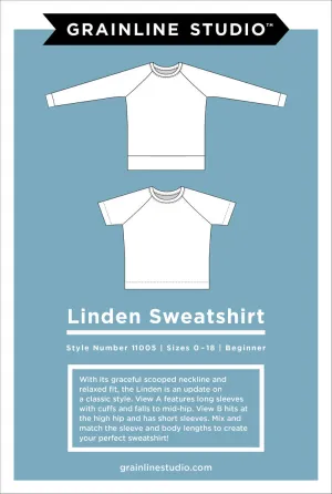 Linden Sweatshirt Pattern from Grainline Studio Sizes 0-18