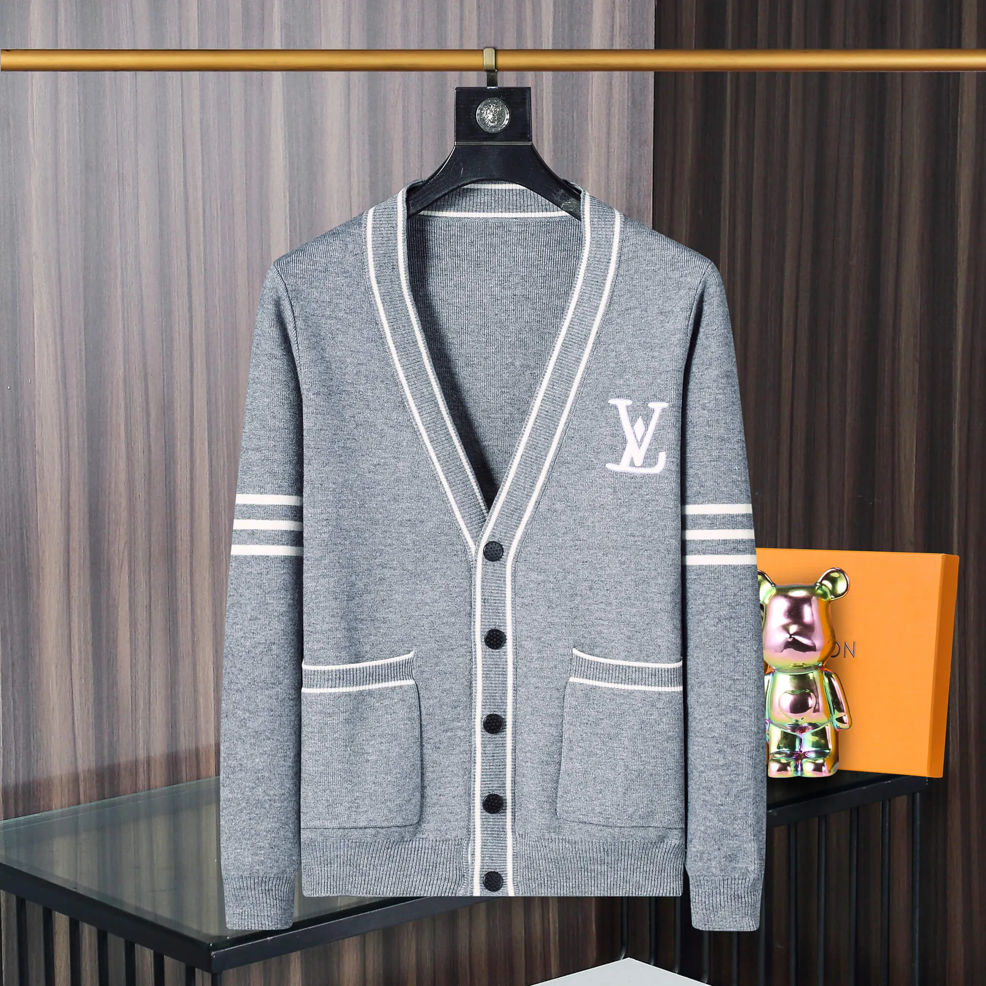 Louis Vuitton LV Gray & Black Cardigan