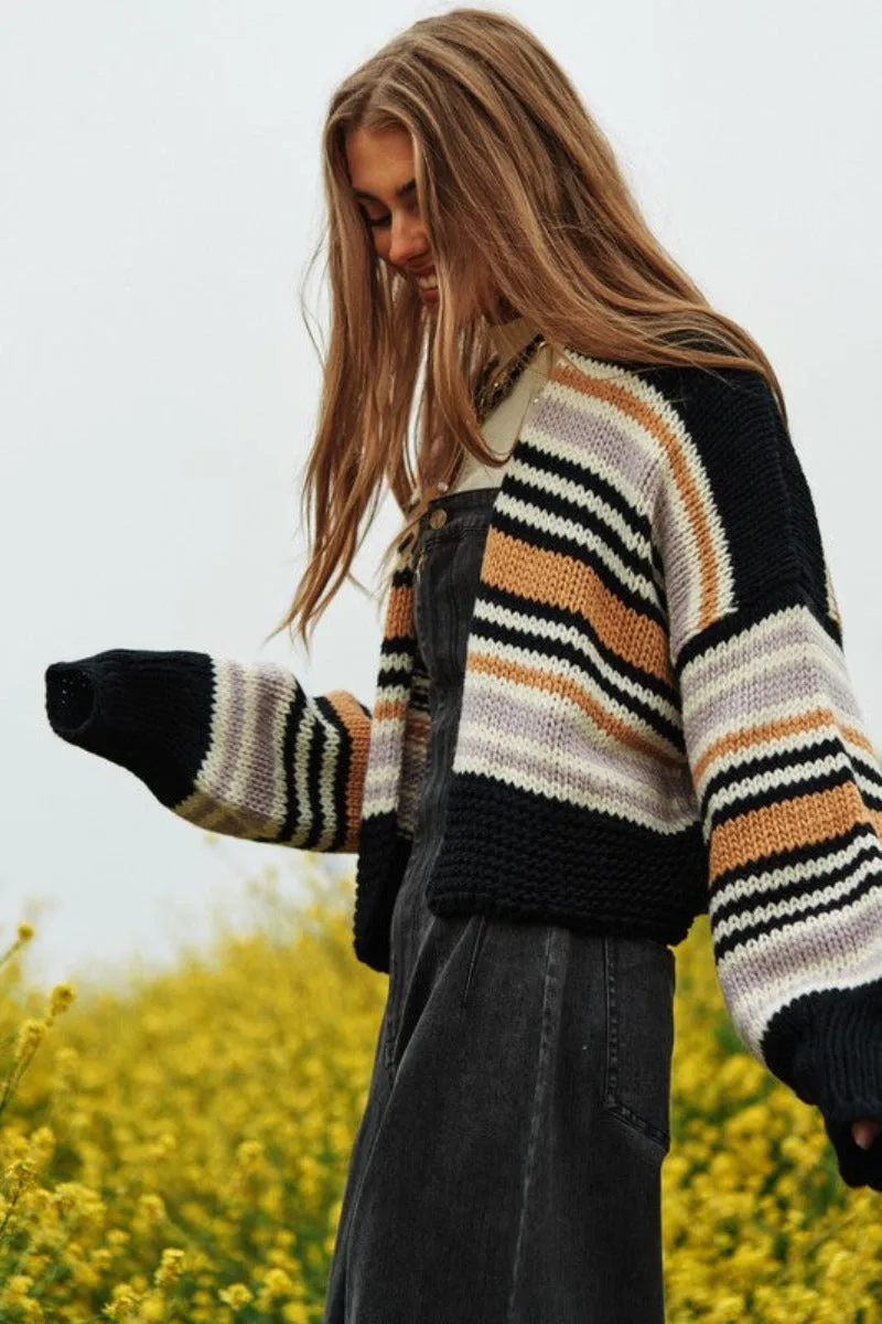 Love Potion Chunky Knit Multi-Striped Open Cardigan by Davi & Dani