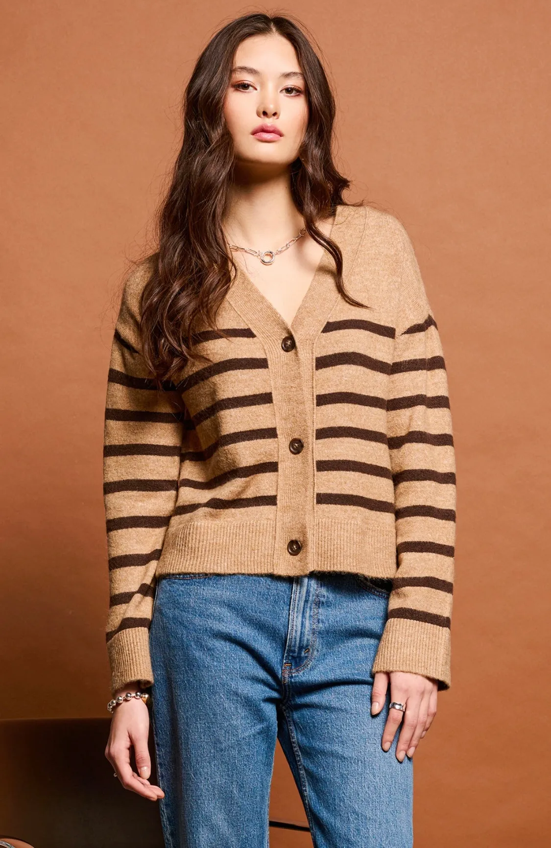 LS BUTTONED DROP SHOULDER CARDIGAN