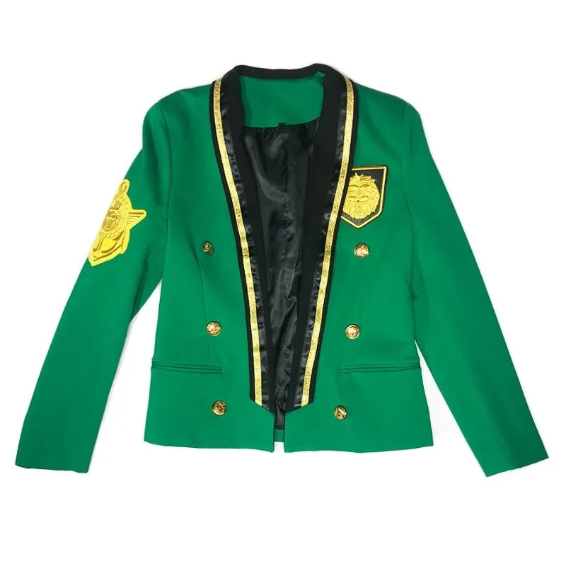 Luminous Green with Gold Badge Details Costume Style Men Blazer