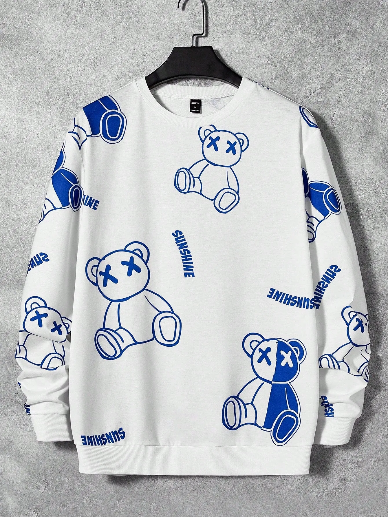 Manfinity Hypemode Loose Fit Men's Bear & Letter Patterned Sweatshirt