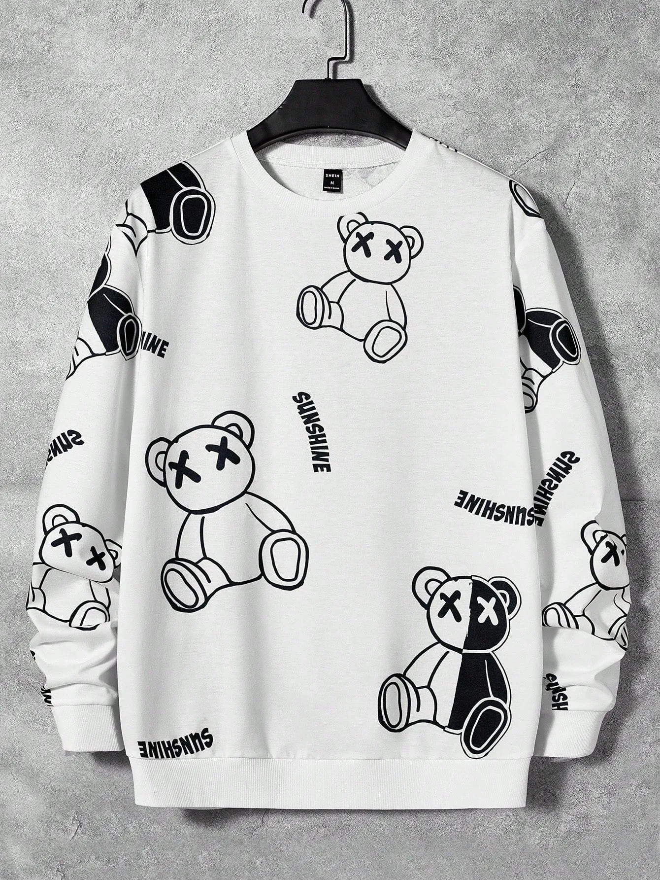 Manfinity Hypemode Loose Fit Men's Bear & Letter Patterned Sweatshirt