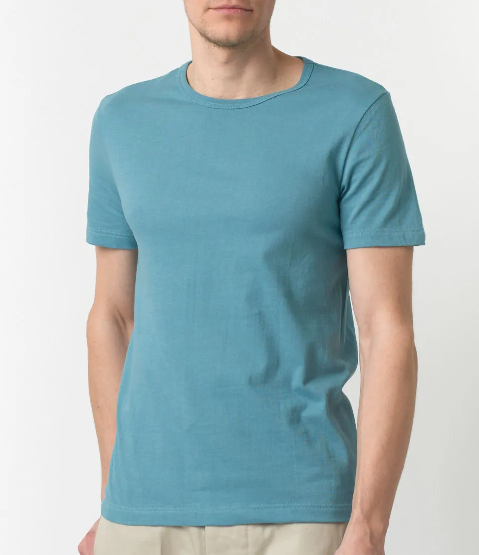 Merz b. Schwanen 1950s Crew Neck Tee - Aqua