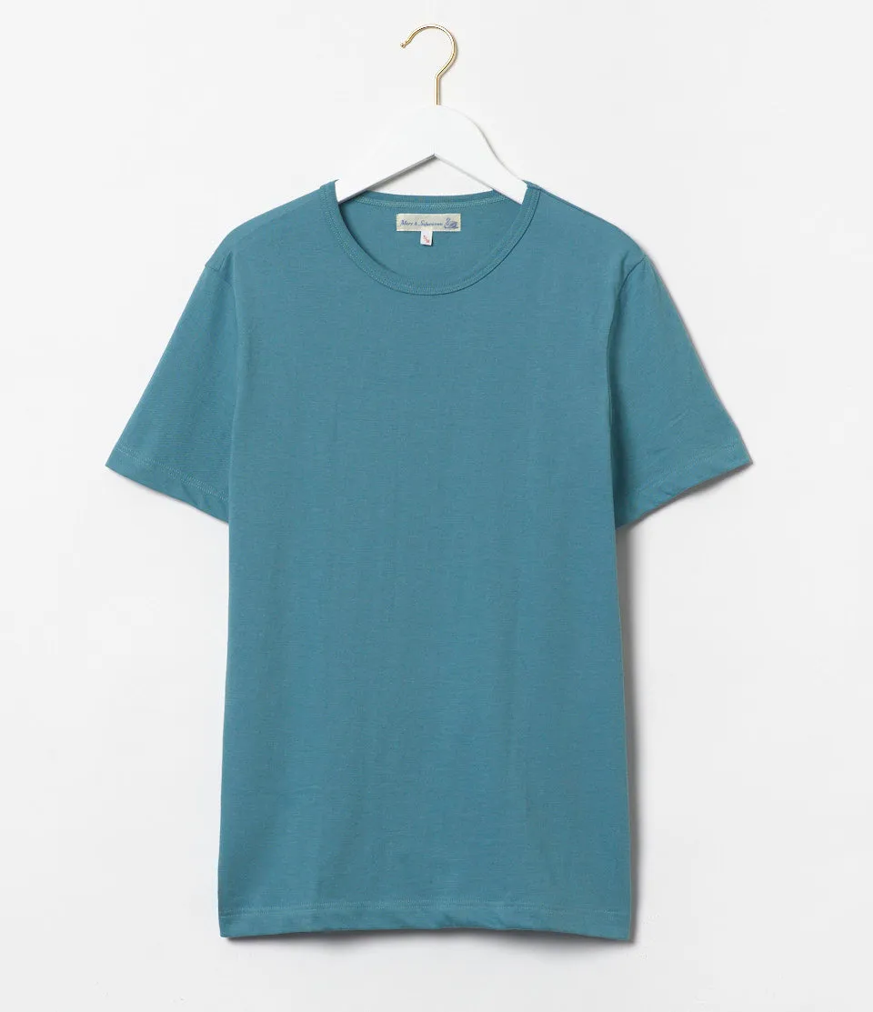 Merz b. Schwanen 1950s Crew Neck Tee - Aqua