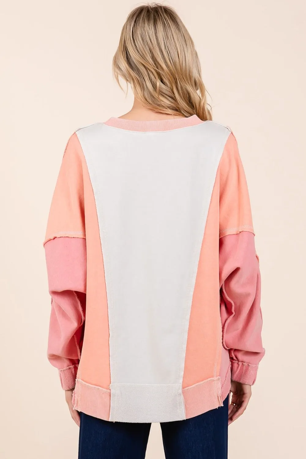 Mineral Wash Color Block Sweatshirt