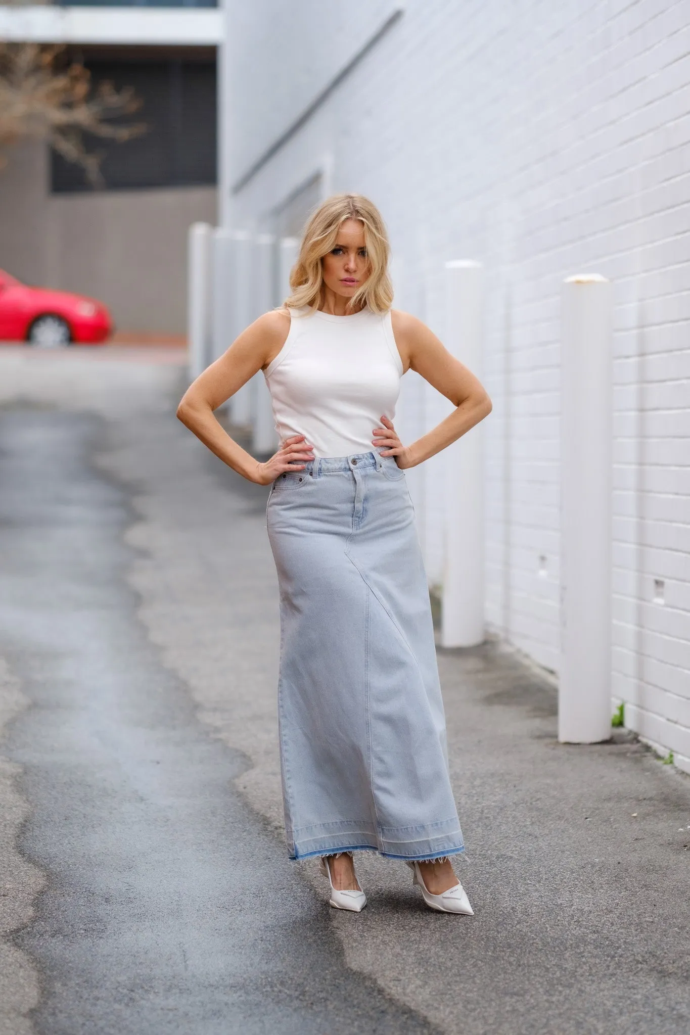 ORA Denim Maxi Skirt