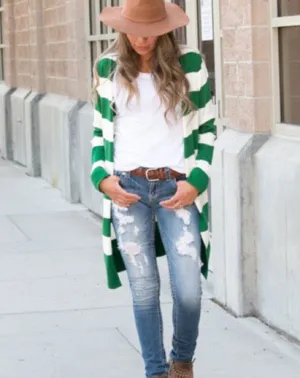 Oversized Striped Cardigan