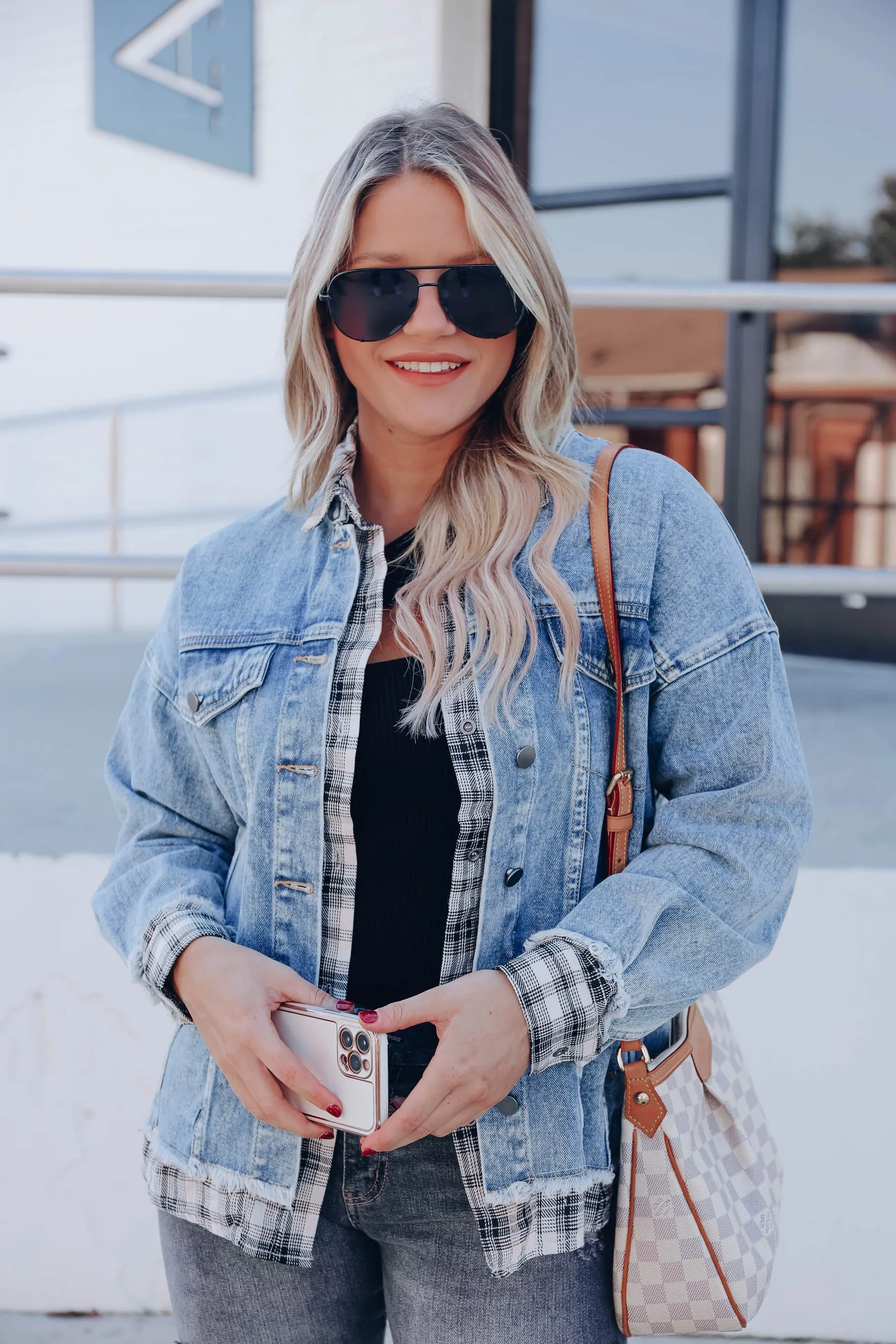 Pheonix Plaid Layered Denim Jacket