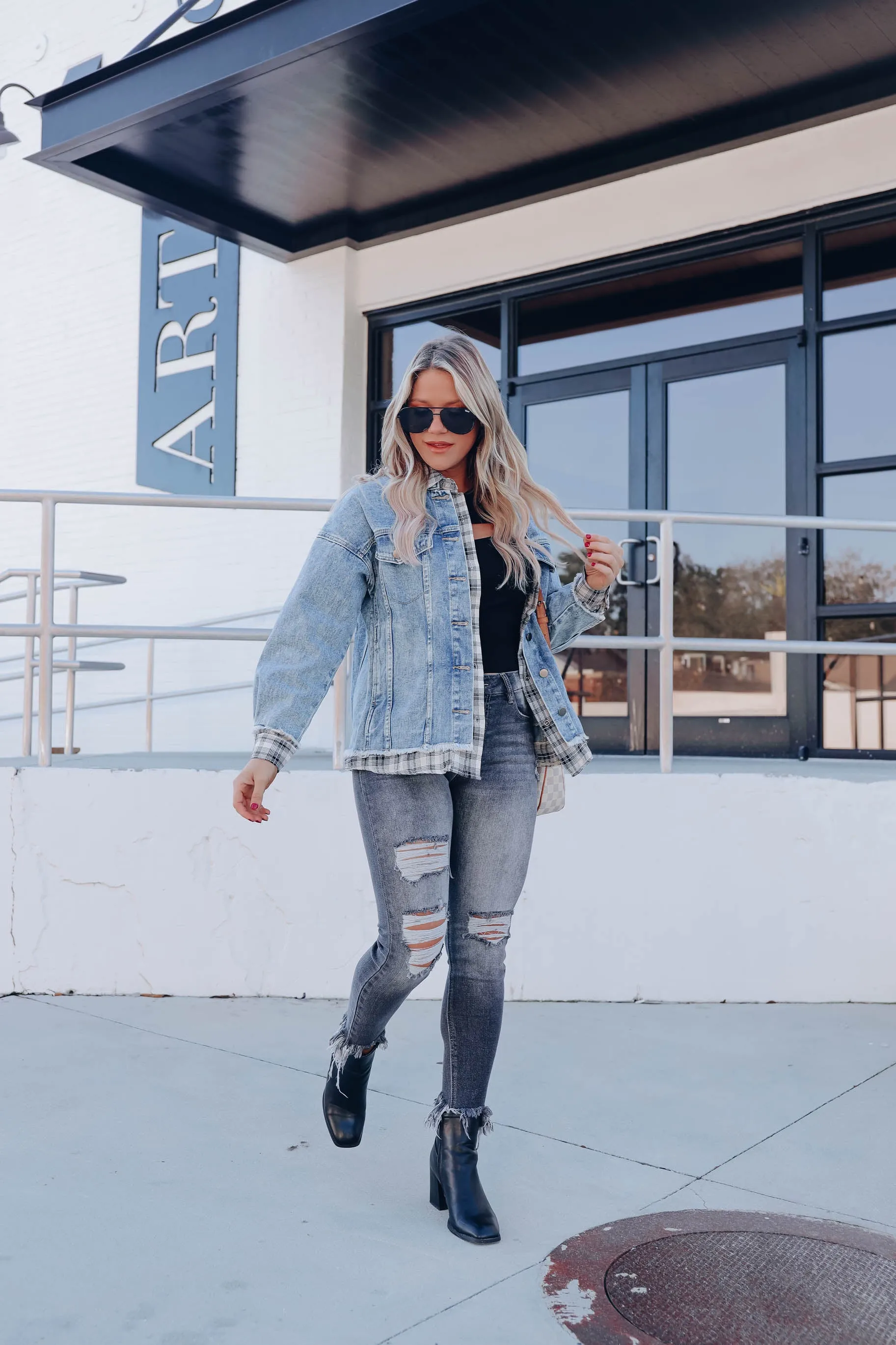 Pheonix Plaid Layered Denim Jacket