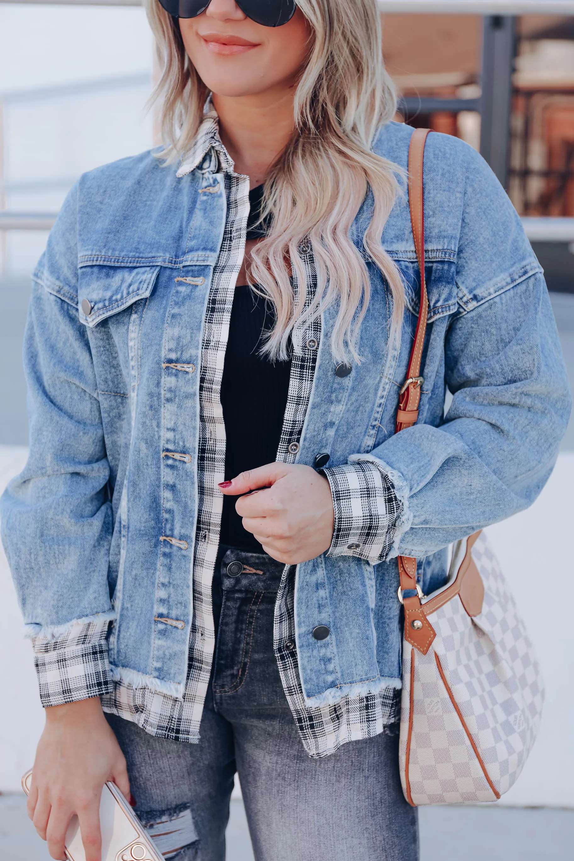 Pheonix Plaid Layered Denim Jacket