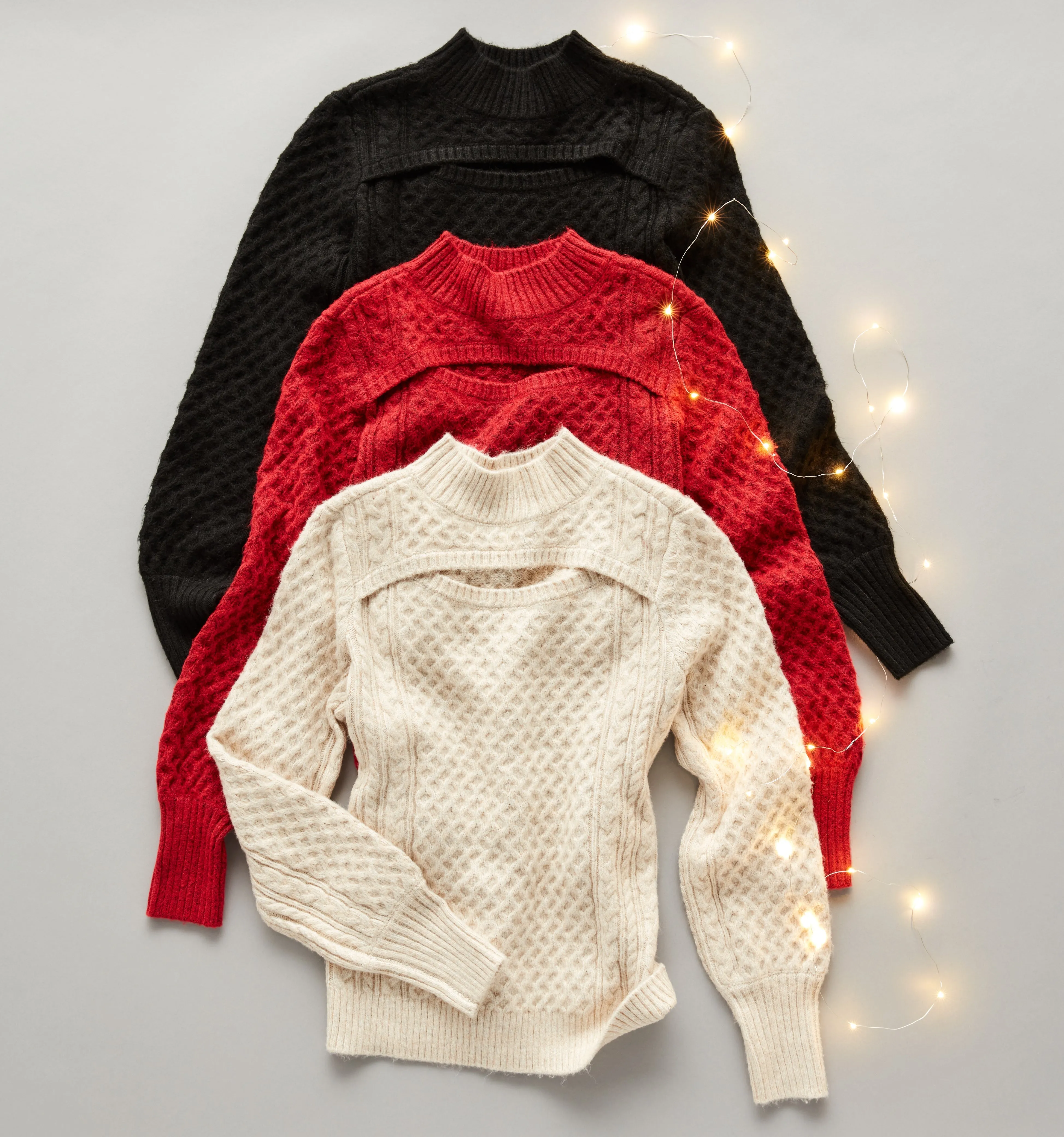 Plus Size Cut-Out Cable Knit Sweater