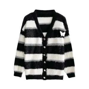 Pre Order:  Butterfly Hearts Striped Knitted Cardigan