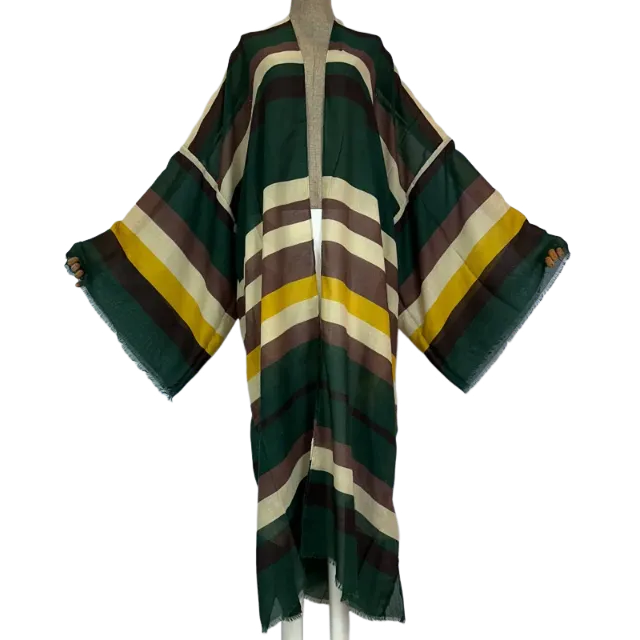 Pre Order: Warm Striped Maxi Kimono Cardigan - WINI