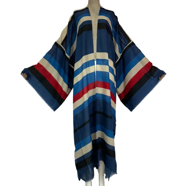 Pre Order: Warm Striped Maxi Kimono Cardigan - WINI