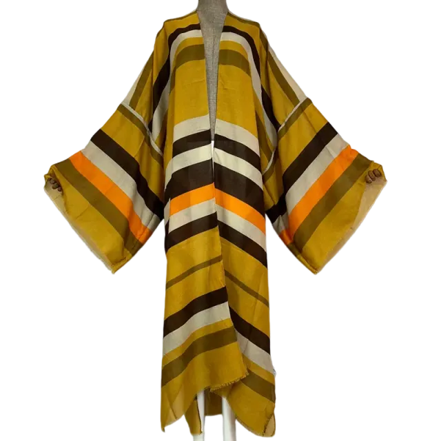 Pre Order: Warm Striped Maxi Kimono Cardigan - WINI