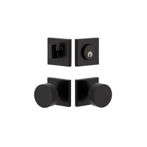 Quadrato Rosette Entry Set with Circolo Knob in Satin Black