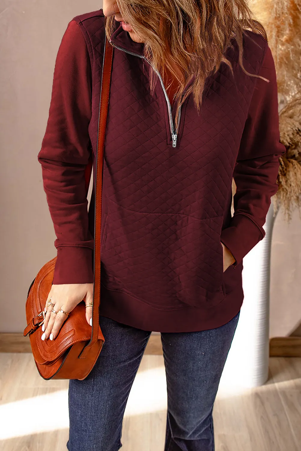 Quarter-Zip Quilted Sweatshirt