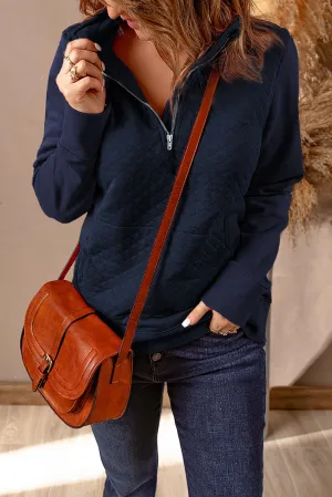 Quarter-Zip Quilted Sweatshirt