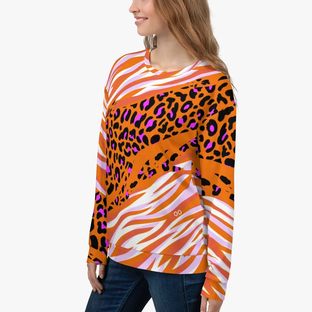 Recycled Fleece Sweatshirt "Cheetiger" Orange