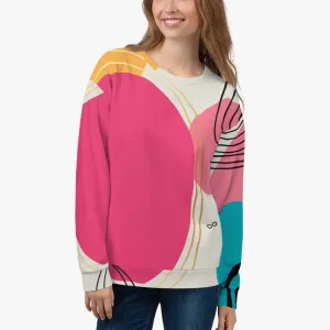 Recycled Fleece Sweatshirt "Modernist" Fuchsia/Turquoise