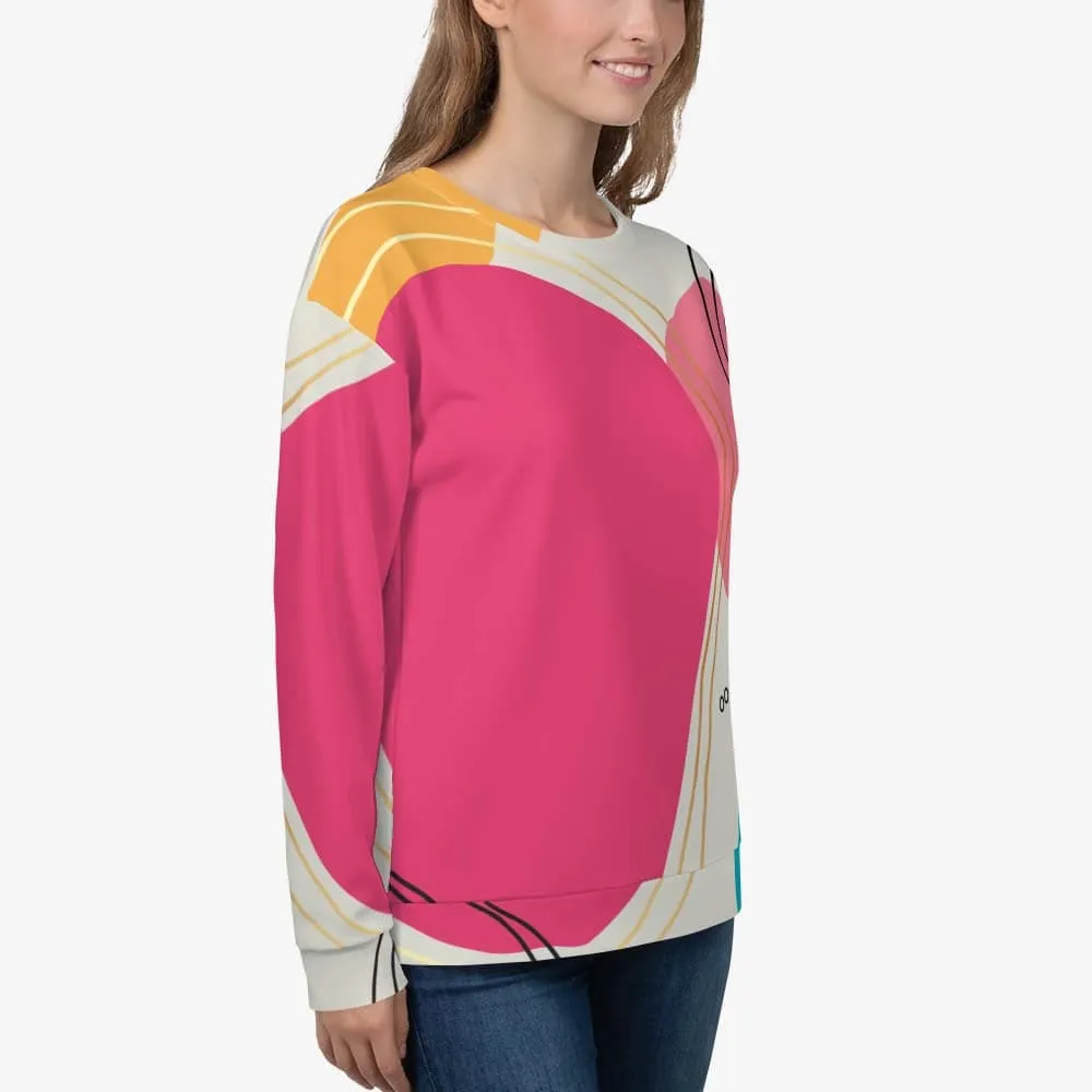 Recycled Fleece Sweatshirt "Modernist" Fuchsia/Turquoise