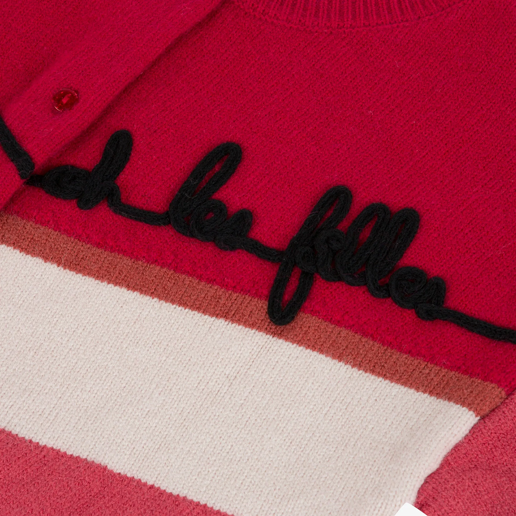 Red fluffy cardigan with wide stripes  - FINAL SALE