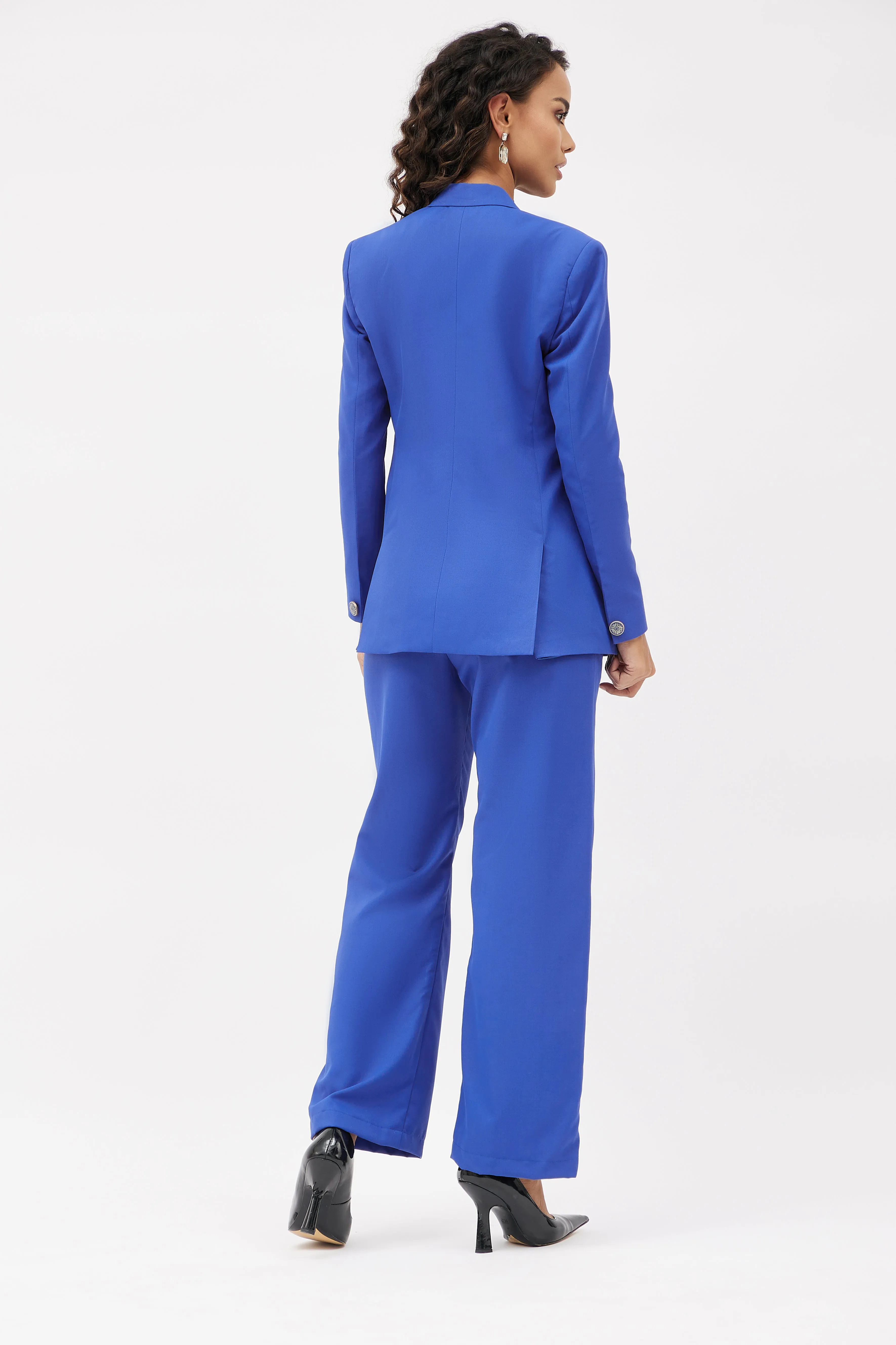 Relaxed Fit Wide Leg Trouser Set - Cobalt Blue