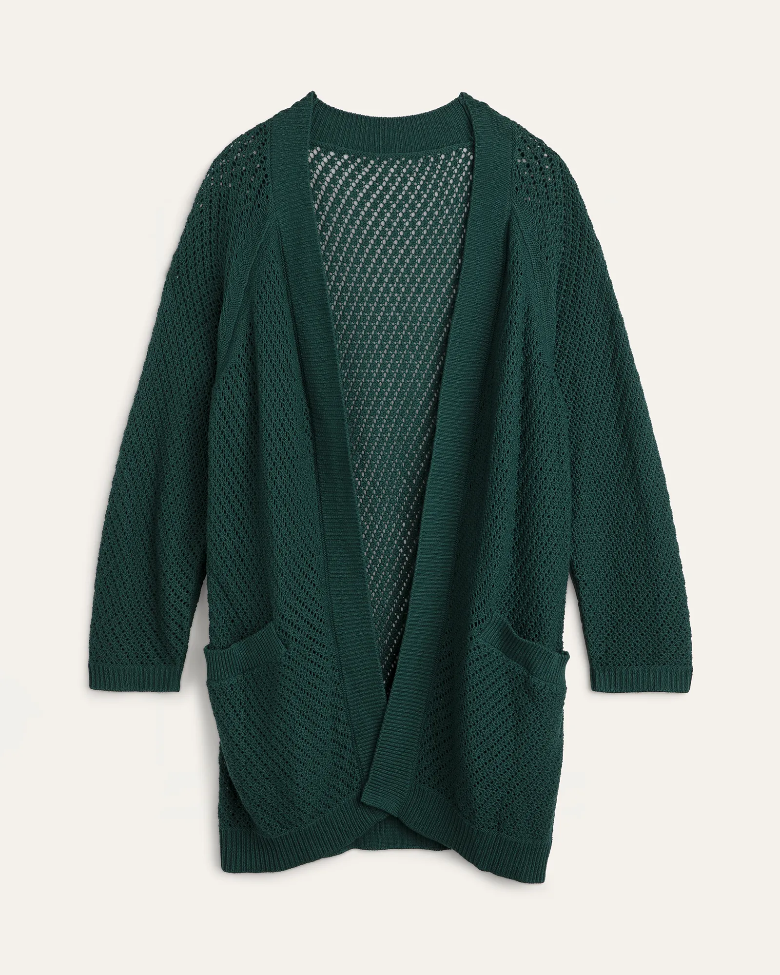 Sara Open-Front Knit Cardigan | Emerald