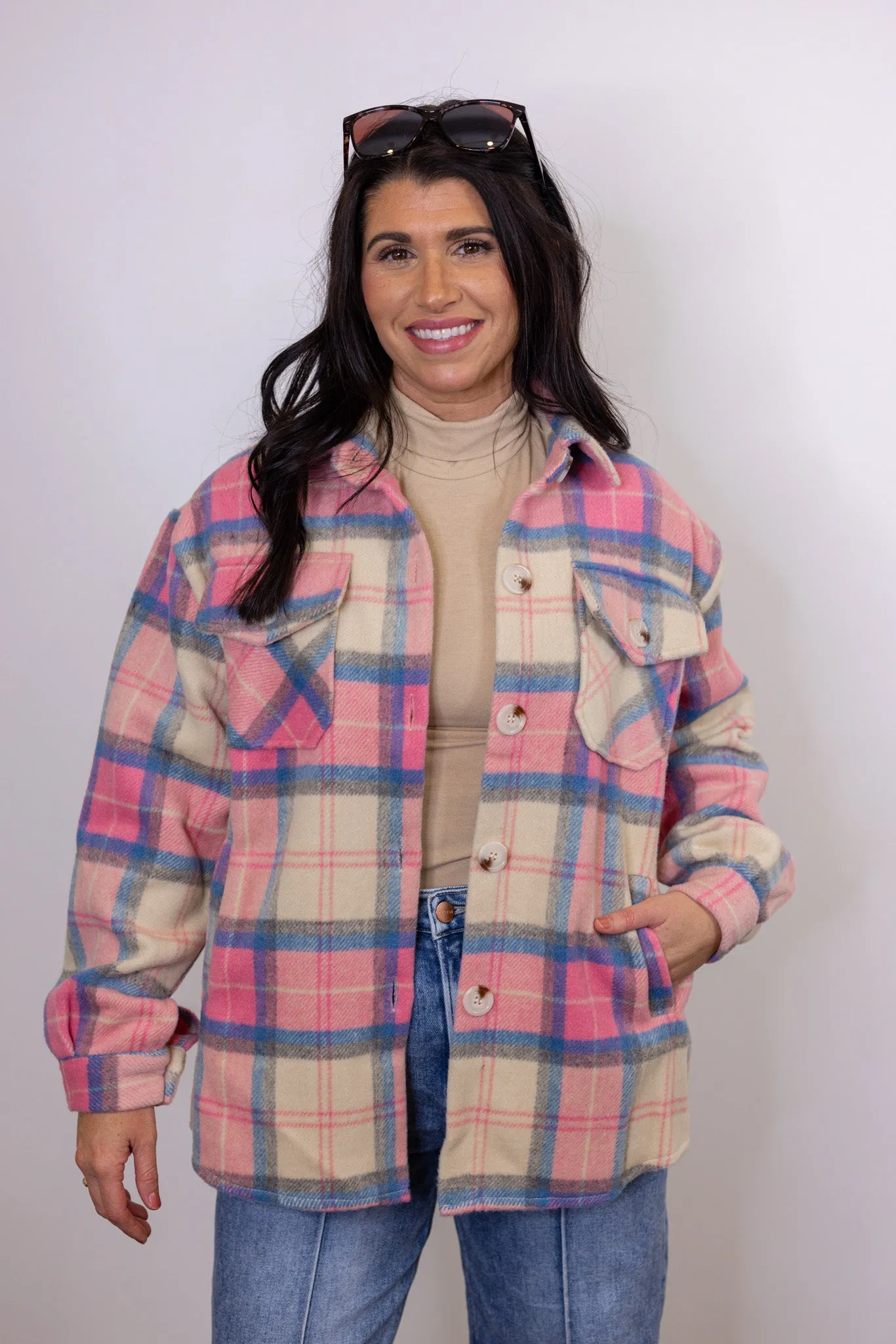 Slightly Obsessed Pink Plaid Jacket