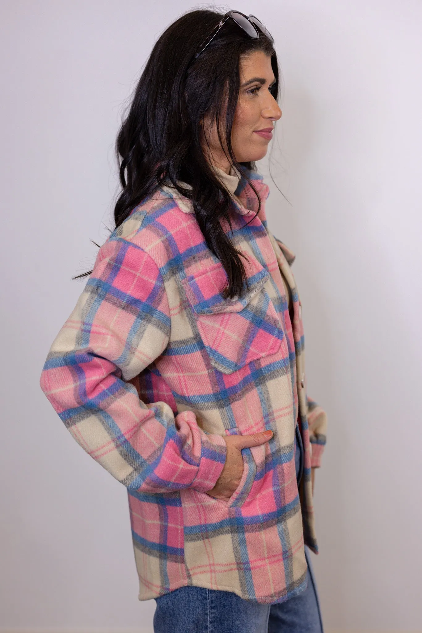 Slightly Obsessed Pink Plaid Jacket