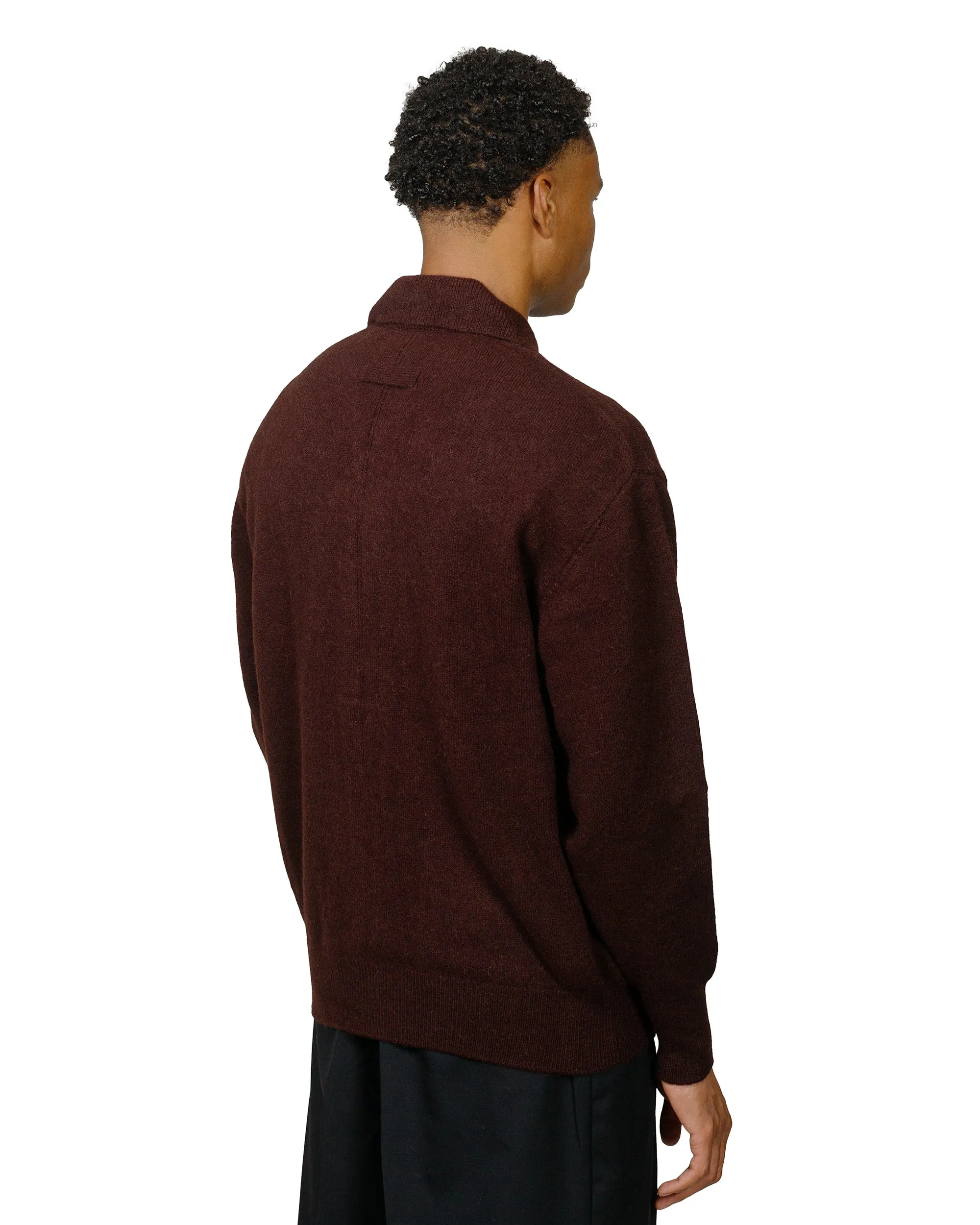 ssstein Fine Alpaca Knit Collared Cardigan Dark Brown