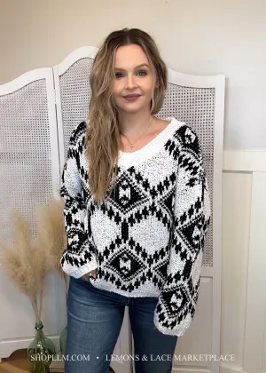 Staci Aztec Pattern Knit Sweater