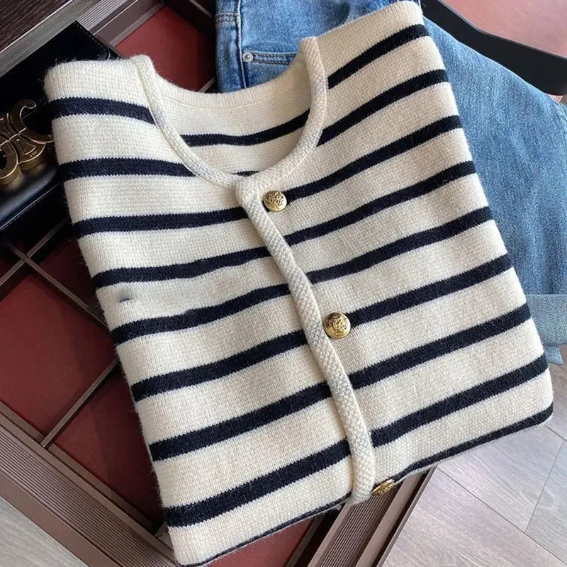 Striped Knitted Cardigan