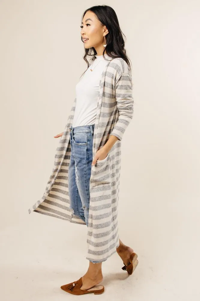 Striped Lane Cardigan in Ivory - FINAL SALE