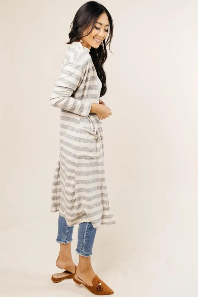 Striped Lane Cardigan in Ivory - FINAL SALE