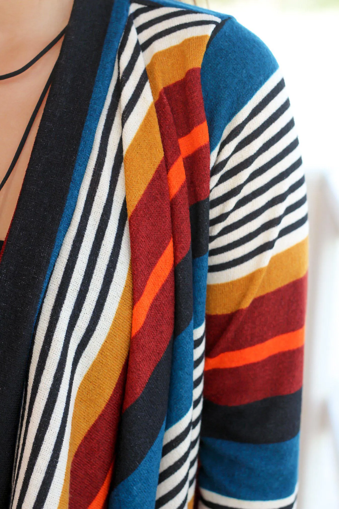 Striped Multicolored Draped Cardigan