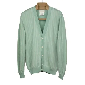 Swirl cardigan in Aqua striped cotton mohair nylon