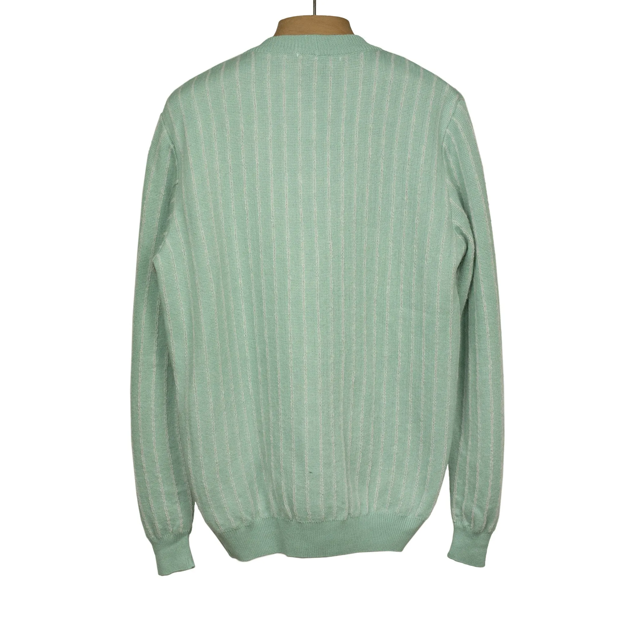 Swirl cardigan in Aqua striped cotton mohair nylon