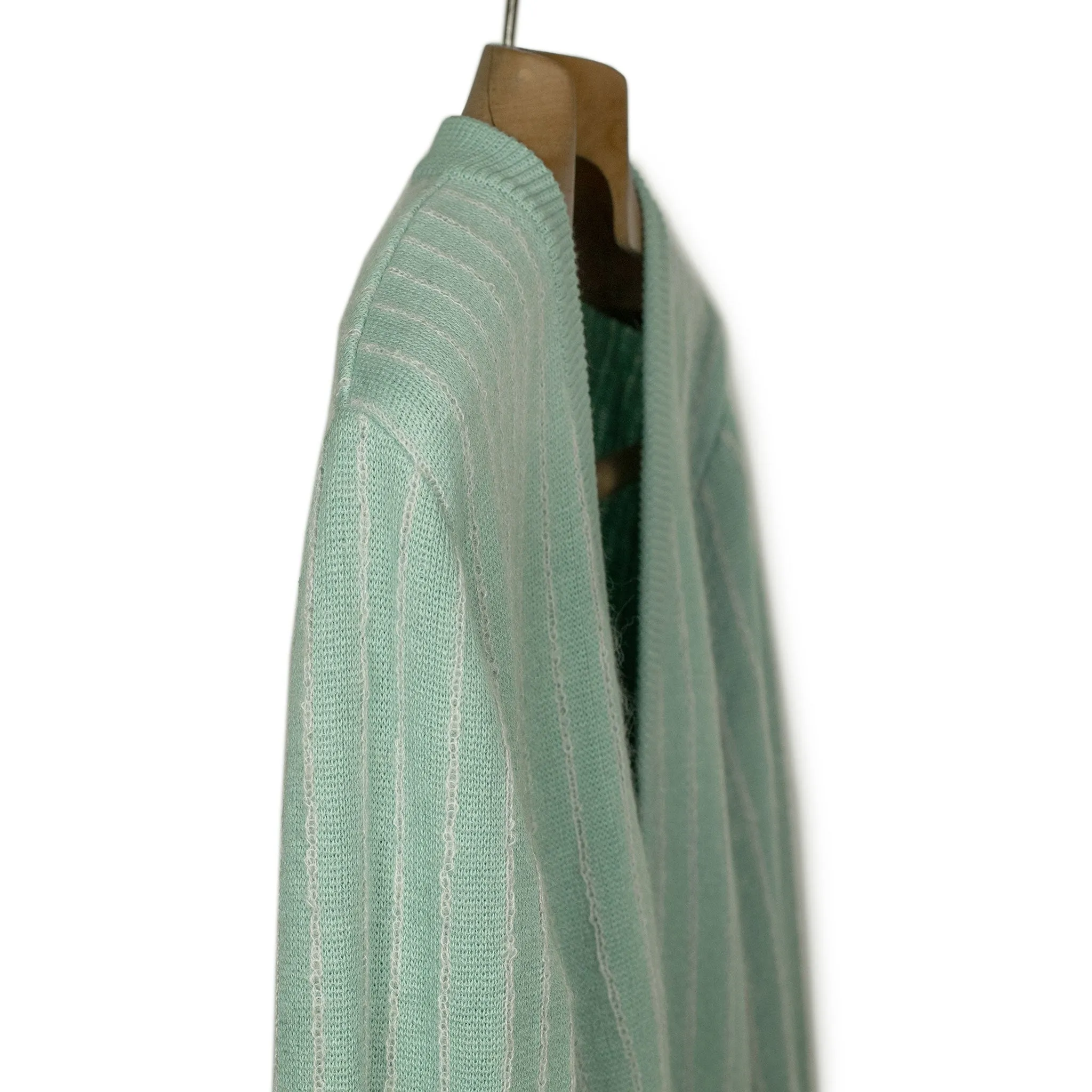 Swirl cardigan in Aqua striped cotton mohair nylon