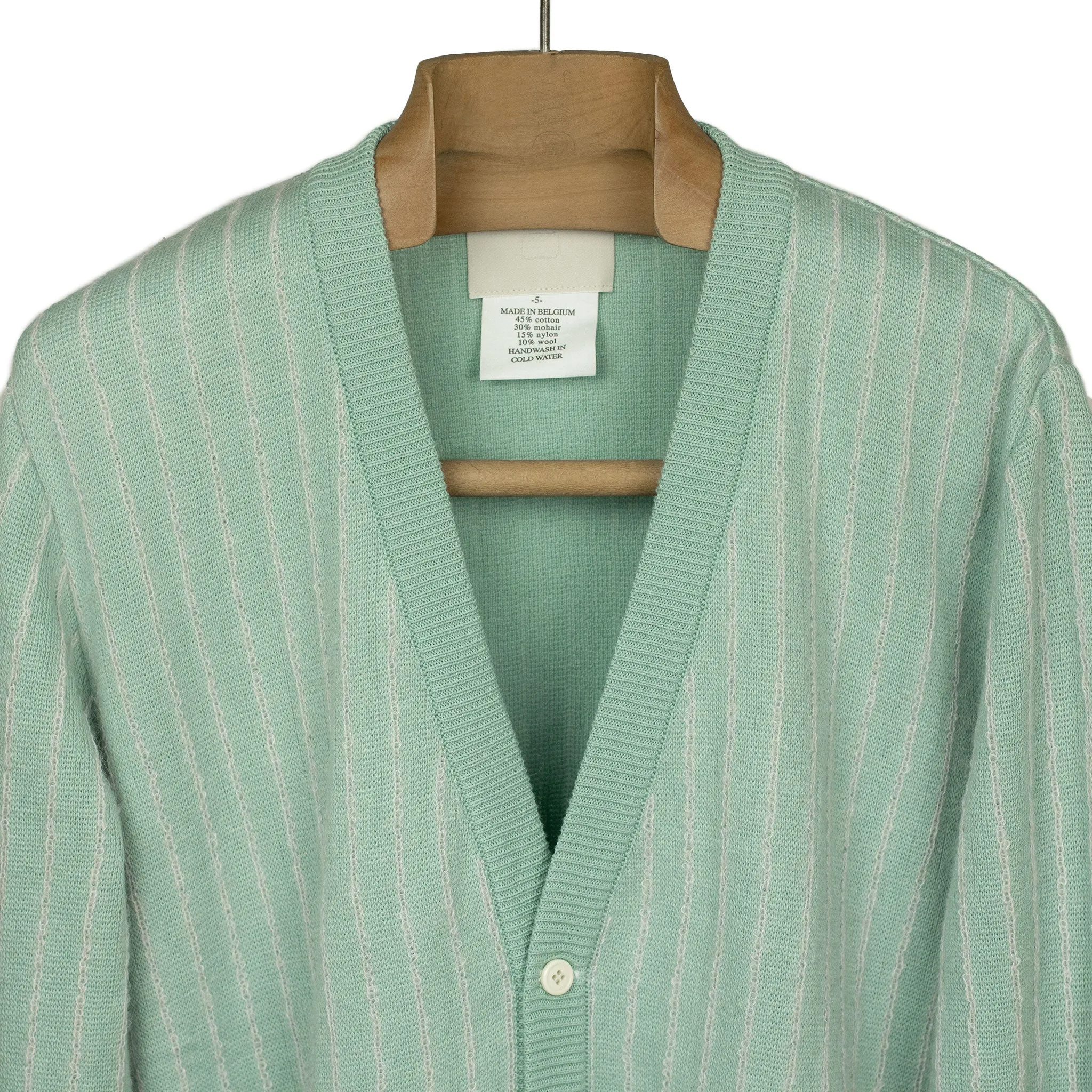 Swirl cardigan in Aqua striped cotton mohair nylon