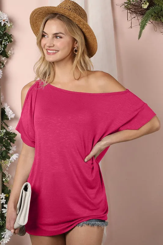 TEEK - One Side Cold Shoulder Drapery Top