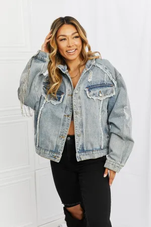 Time To Shine Denim Fringe Jacket