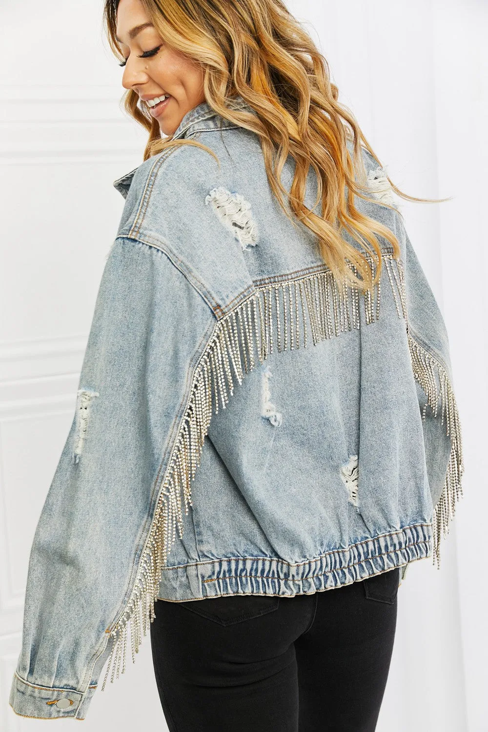 Time To Shine Denim Fringe Jacket