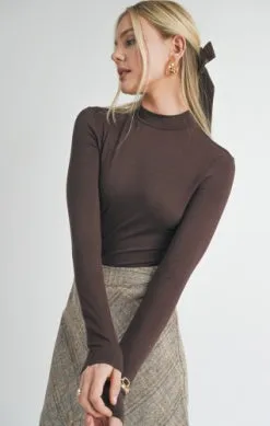 Timeless Long Sleeve Mock Neck Knit Top