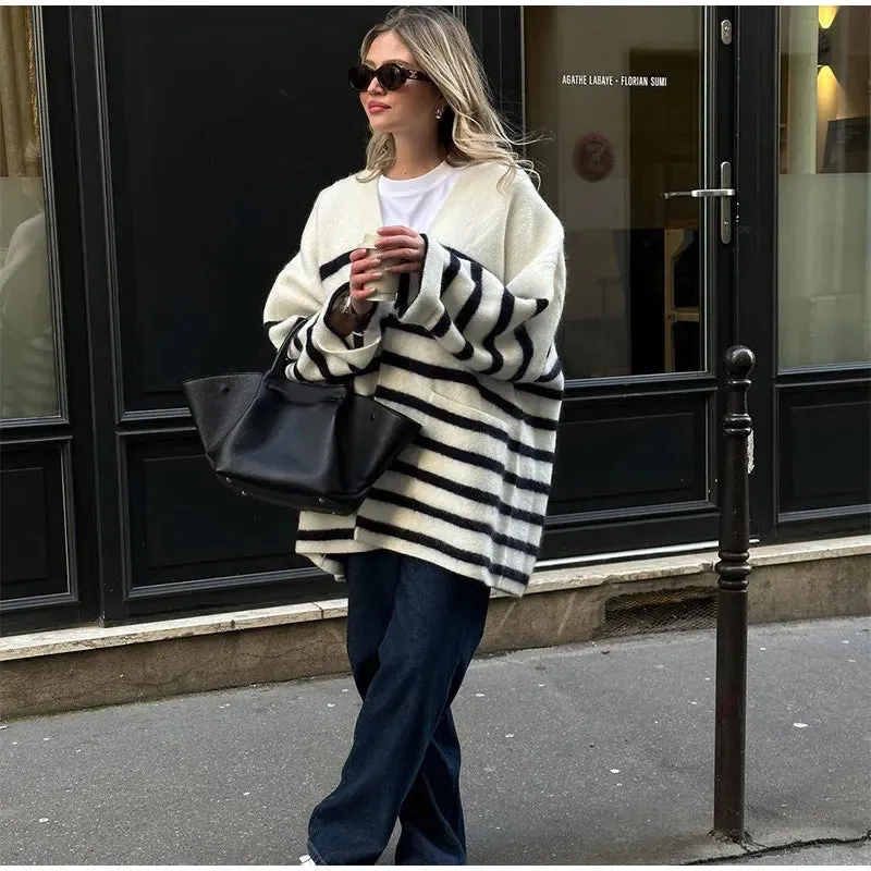 Tina - Oversized striped cardigan